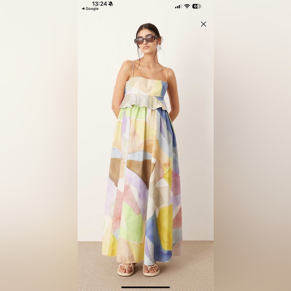 ISO ASOS EDITION empire cami midi dress in pastel abstract print